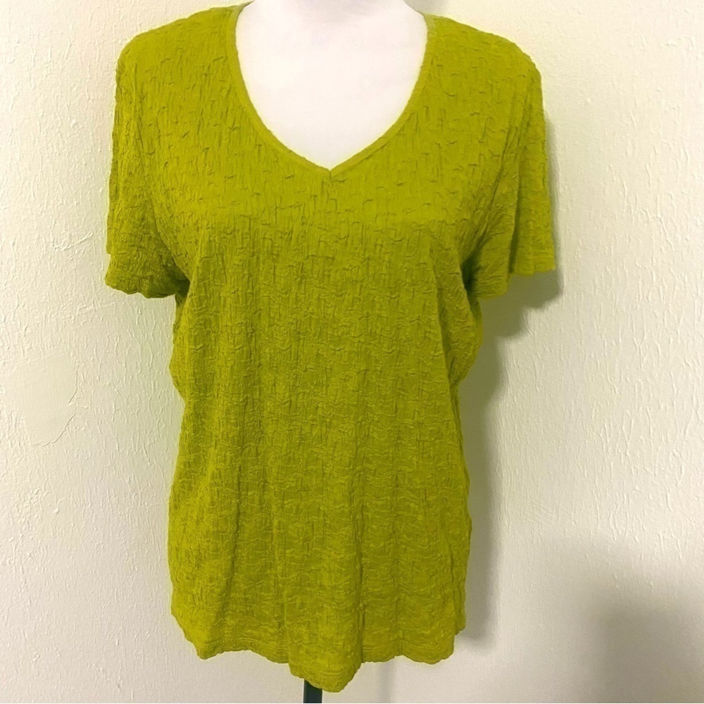 Jaclyn Smith Women’s Extra Large V-Neck Avocado Green Spandex Blouse Vintage